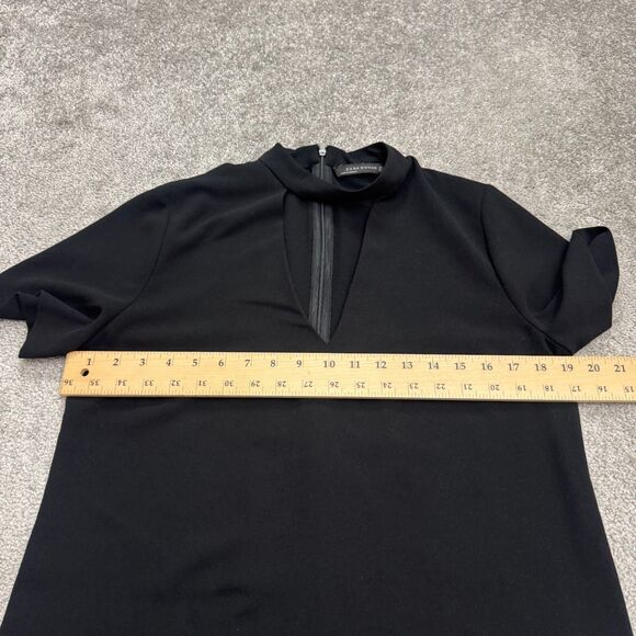 Zara Woman Midi Shift Dress Womens Medium Black Cocker Keyhole Cut Out Classic - Picture 12 of 13